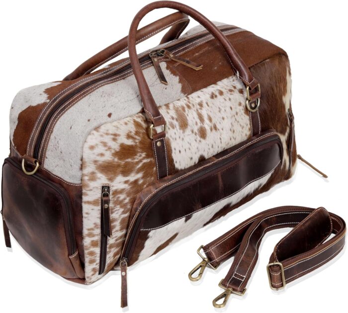 Cowhide duffel bag large size unisex travel bag brown leather shoe duffel for mens and womens duffel style 2.jpg