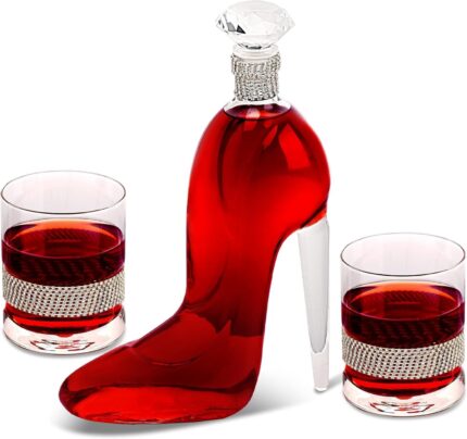 Crystal high heel shaped whiskey decanter elegant 750ml glass for wine vodka and spirits stylish design for women and girls 750ml.jpg