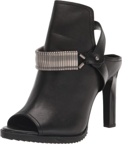 Dkny womens open toe metal strap detail heeled bootie sandal.jpg