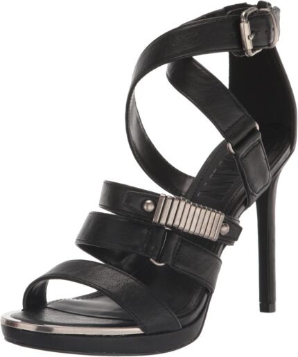 Dkny womens silver detail strappy buckle open toe heel heeled sandal.jpg