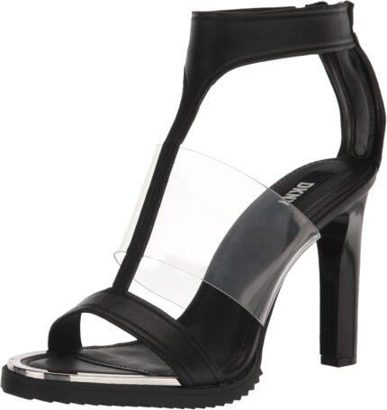 Dkny womens strappy clear wide strap open toe heel heeled sandal.jpg