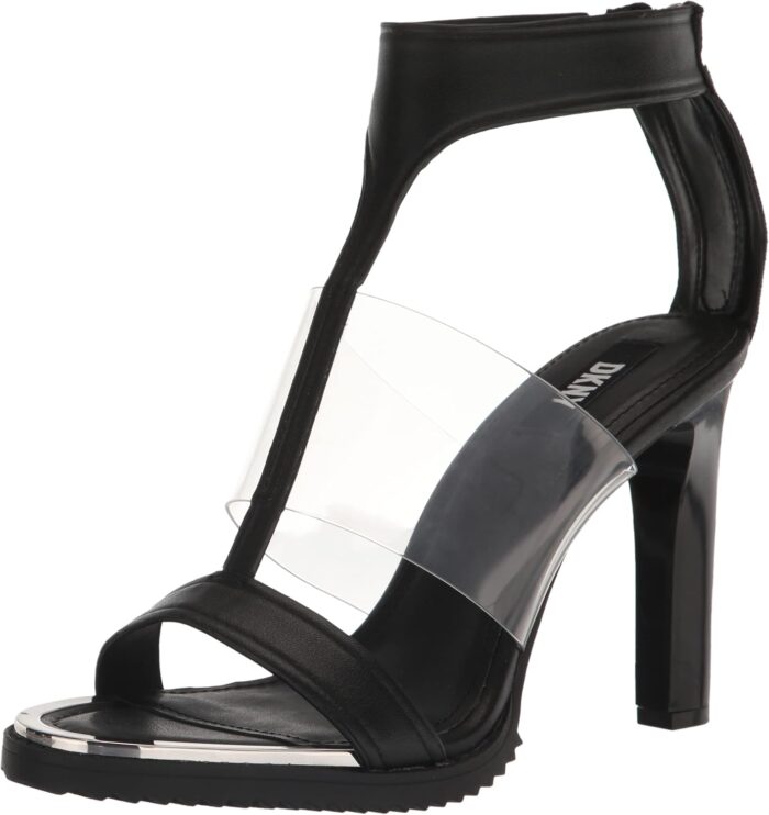 Dkny womens strappy clear wide strap open toe heel heeled sandal.jpg