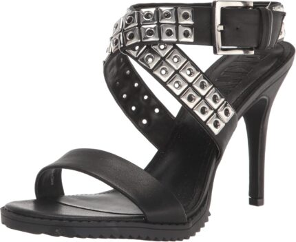 Dkny womens stud heeled sandal with buckle detail.jpg
