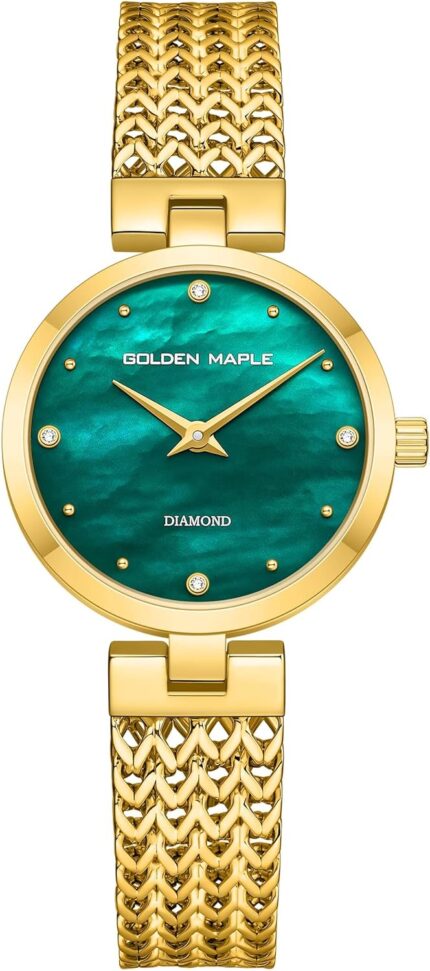 Dainty gold watch for women mother of pearl dial with diamond time markers adjustable bracelet and stylish watch box asteroid series.jpg