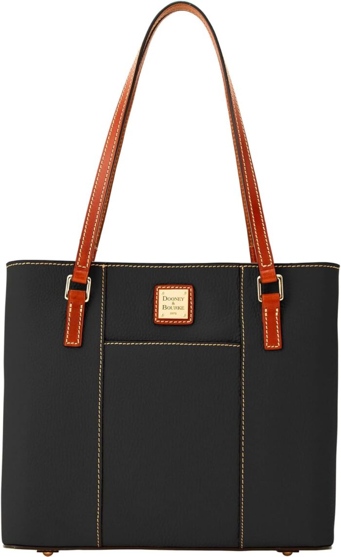 Dooney bourke womens small lexington tote in pebble grain leather handbag with long leather shoulder straps.jpg