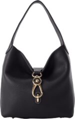 Dooney bourke womens small logo lock sac shoulder bag in pebble grain leather with signature logo lock closure.jpg