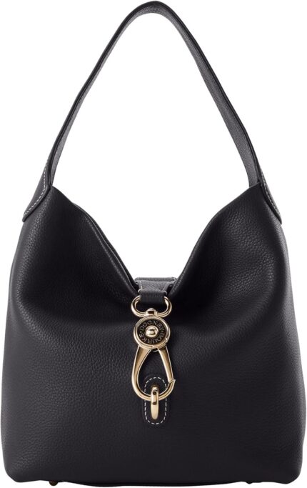 Dooney bourke womens small logo lock sac shoulder bag in pebble grain leather with signature logo lock closure.jpg