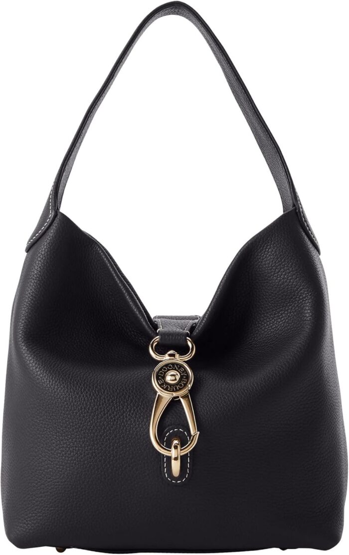 Dooney bourke womens small logo lock sac shoulder bag in pebble grain leather with signature logo lock closure.jpg