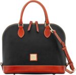Dooney bourke womens zip zip satchel in pebble grain leather large handbag with adjustable detachable shoulder strap.jpg