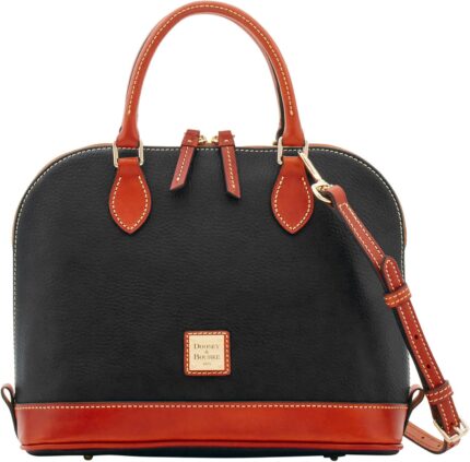 Dooney bourke womens zip zip satchel in pebble grain leather large handbag with adjustable detachable shoulder strap.jpg