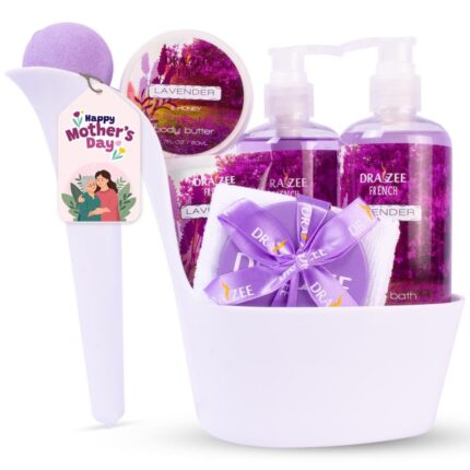 Draizee mothers day gifts for mom 8 pcs luxury lavender scented heel shoe design bath and body spa set self care package for women spa gift baskets for women presents for mom body care set for her.jpg
