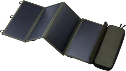 Elecom nestout portable solar panel dual usb a ports 28w power generation charger for phone camping durable water resistant ripstop nylon foldable lightweight adjustable stands 4 panel.jpg