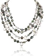 Elegant 24 multi strand freshwater pearl necklace with 4 5mm multicolor rice pearls silver clasp. gift for her mothers day.jpg