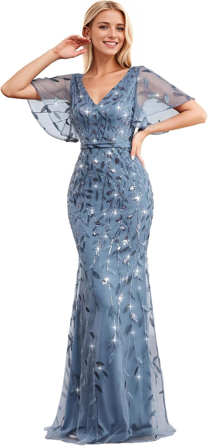 Ever pretty womens ruffles sleeves sequin embroidery evening mother of the bride dress 00692.jpg