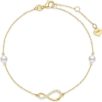 Fancime 14k real solid yellow gold infinity bracelet with 4mm freshwater pearls luxury cubic zircon link bracelet fine jewelry for women wife 6.71.2 extender 1.5g.jpg
