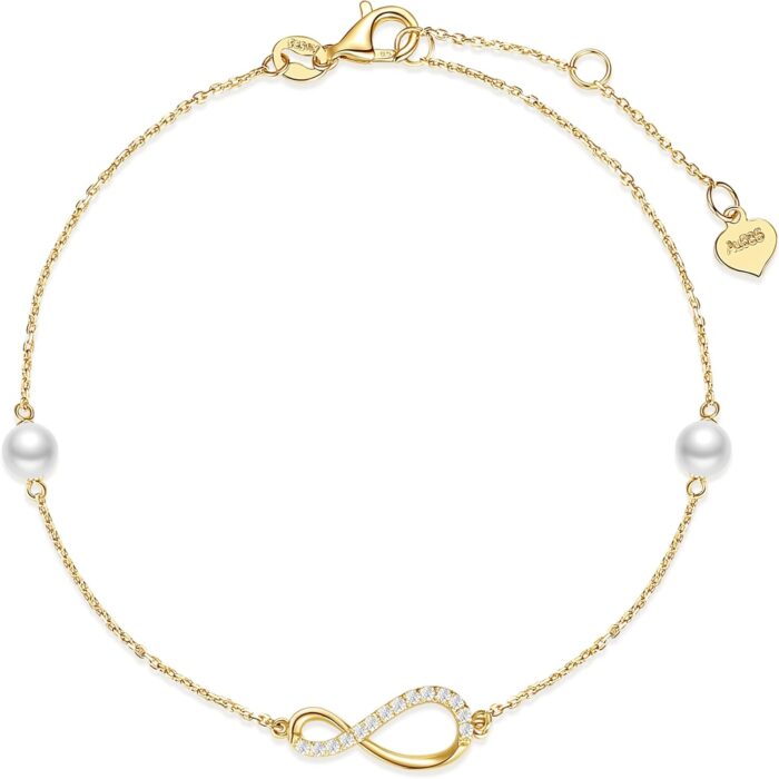 Fancime 14k real solid yellow gold infinity bracelet with 4mm freshwater pearls luxury cubic zircon link bracelet fine jewelry for women wife 6.71.2 extender 1.5g.jpg