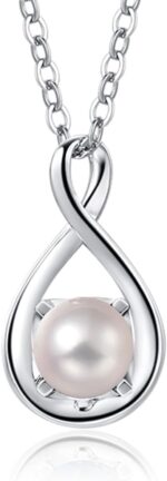 Fancime 14k solid white gold birthstone pendant with sterling silver chain infinity gemstone necklace fine jewelry anniversary birthday christmas gifts for women wife her.jpg