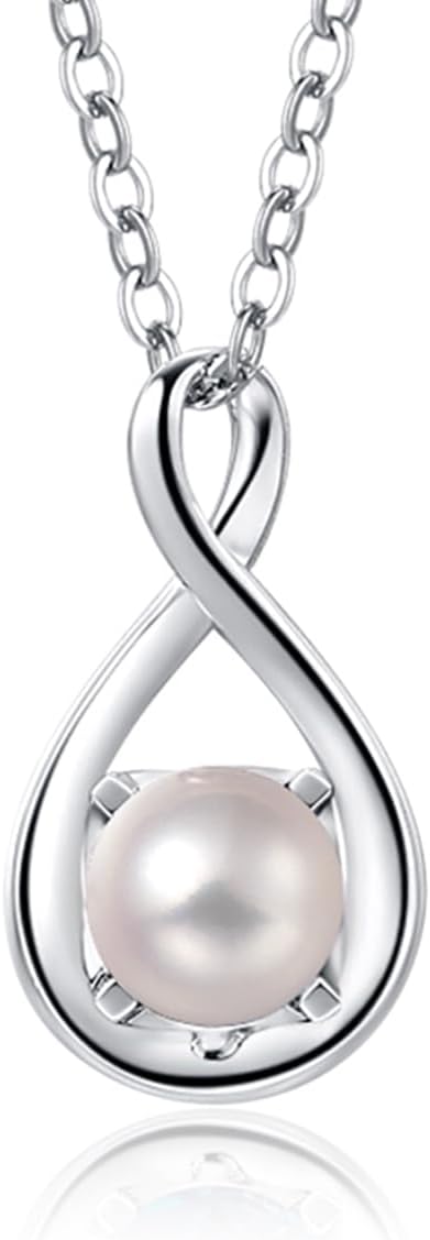 Fancime 14k solid white gold birthstone pendant with sterling silver chain infinity gemstone necklace fine jewelry anniversary birthday christmas gifts for women wife her.jpg
