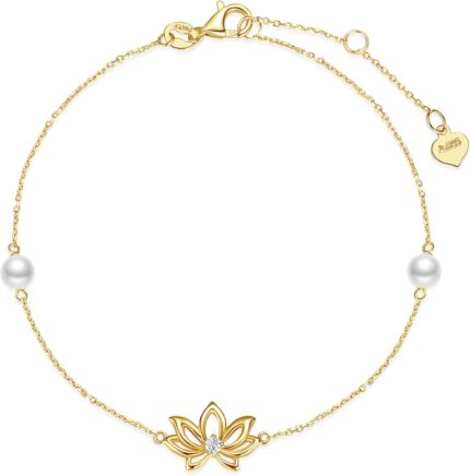 Fancime real solid 14k yellow gold lotus flower bracelet with 4mm freshwater pearls luxury bracelet real pearl fine jewelry for women wife 6.71.2 extender 1.7g.jpg