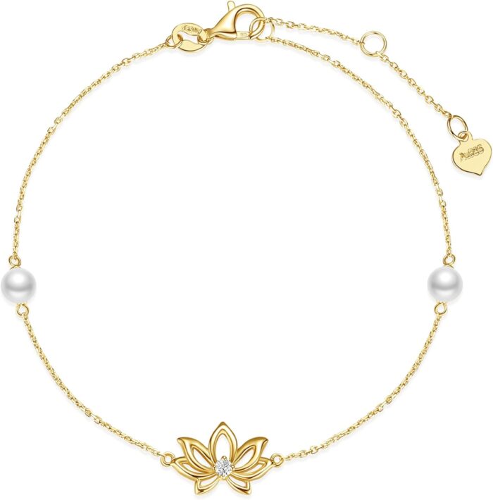 Fancime real solid 14k yellow gold lotus flower bracelet with 4mm freshwater pearls luxury bracelet real pearl fine jewelry for women wife 6.71.2 extender 1.7g.jpg