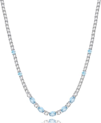 Fancime sterling silver tennis necklace 4mm 18 inch birthstone necklace with 6 8mm oval gemstone luxury fine birthday jewelry gifts for women.jpg