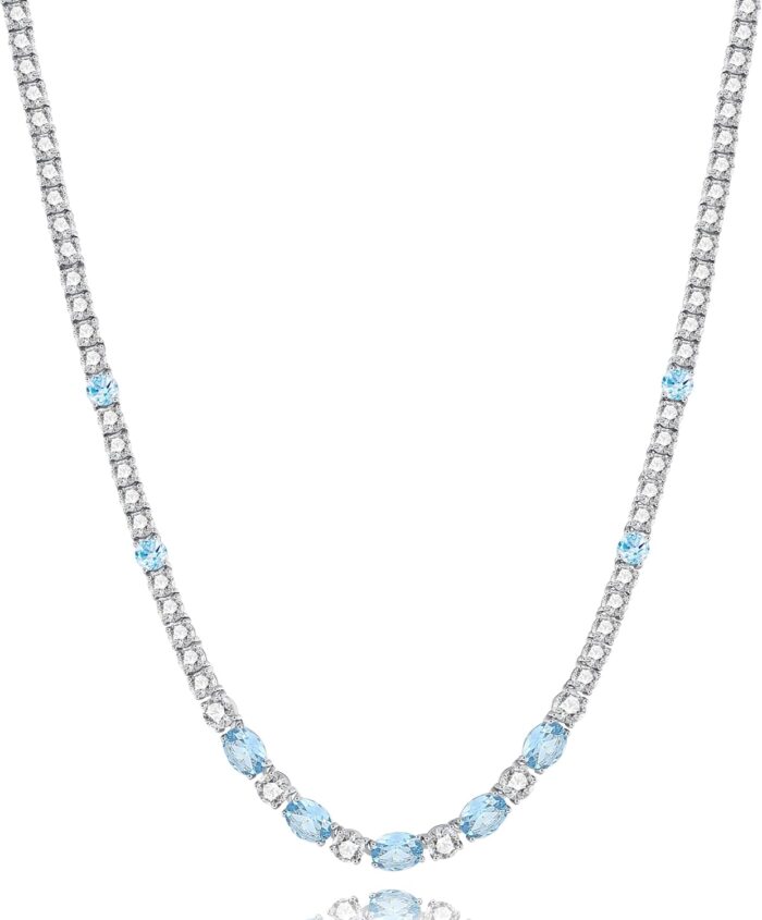 Fancime sterling silver tennis necklace 4mm 18 inch birthstone necklace with 6 8mm oval gemstone luxury fine birthday jewelry gifts for women.jpg