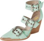 Fsj women pointed toe metal buckle hollow out leather strappy medium thick wedge stacked heel sandal zipper fashion pumps shoes size 4 16 us.jpg