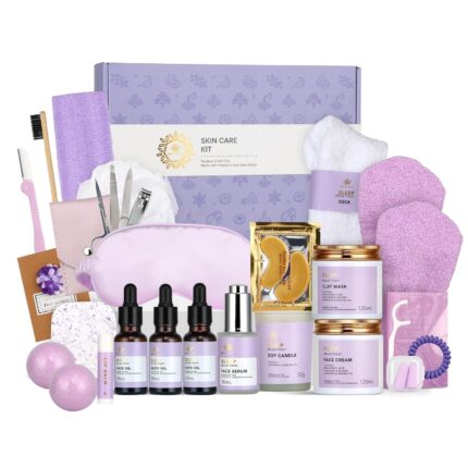 Facial skin care set spa kit mothers day gift ideas self care relaxation gifts skin care collection with essential oils hyaluronic acid vitamin e. lavender.jpg