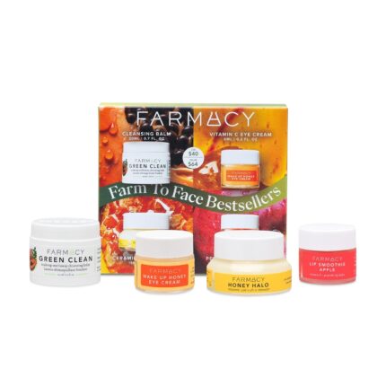 Farmacy bestsellers skin care set includes green clean cleansing balm wake up honey eye cream honey halo face moisturizer lip smoothie travel size skincare for healthy glowing skin 4 count.jpg