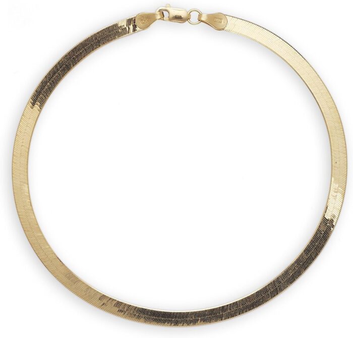 Floreo 10k yellow gold 4mm super flexible silky herringbone chain bracelet.jpg
