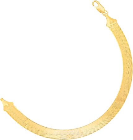 Floreo 10k yellow gold 7mm super flexible silky herringbone chain bracelet.jpg