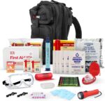 Fully stocked first aid kit with mylar rescue tent sleeping bag cpr mask survival gear camping essentials travel first aid kit emergency supplies medical supplies – black.jpg