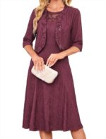 Grace karin 2025 mother of the bride dress with jacket women stretchy lace 2 piece wedding guest dresses.jpg
