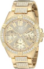 Guess gold tone stainless steel crystal watch with day date 24 hour militaryintl time. color gold tone model u1156l2.jpg