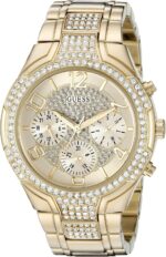 Guess womens gold tone stainless steel crystal embellished bracelet watch with day date 24 hour militaryintl time. color gold tone model u0628l2.jpg