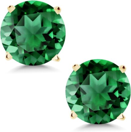 Gem stone king 14k yellow gold gemstone birthstone stud earrings round 6mm gold earrings for women men.jpg