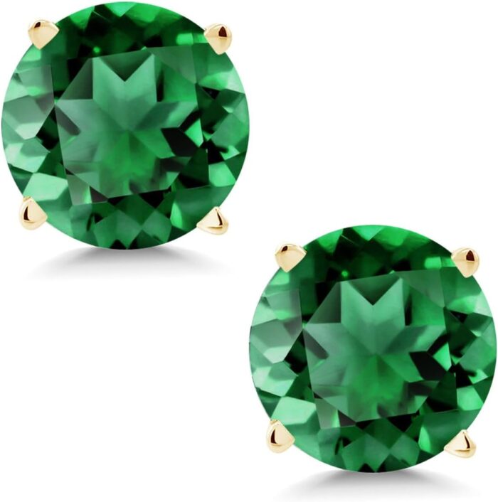 Gem stone king 14k yellow gold gemstone birthstone stud earrings round 6mm gold earrings for women men.jpg