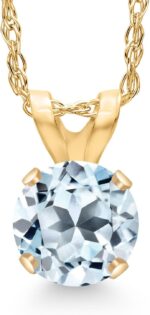 Gem stone king 14k yellow gold round 5mm gemstone birthstone solitaire pendant necklace gold necklace for women with 18 inch 14k yellow gold chain fine jewelry gifts for her mom women wife.jpg