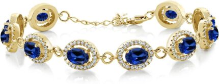 Gem stone king 18k yellow gold plated silver 7x5mm oval gemstone birthstone tennis bracelet for women size 7.5 inch fine jewelry gifts for her mom women wife.jpg