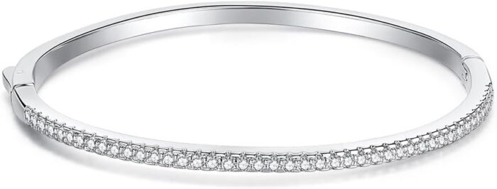 Gemlux womens 14k gold moissanite bangle ，white gold simple single row moissanite diamond design bangle high end jewelry for modern women.jpg