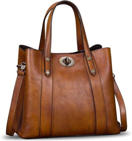 Genuine leather handbags for women satchel purses vintage handmade shoulder bag cowhide top handle handbag totes.jpg