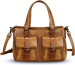 Genuine leather satchel purse for women retro cowhide handmade top handle shoulder handbag designer crossbody bag purse.jpg