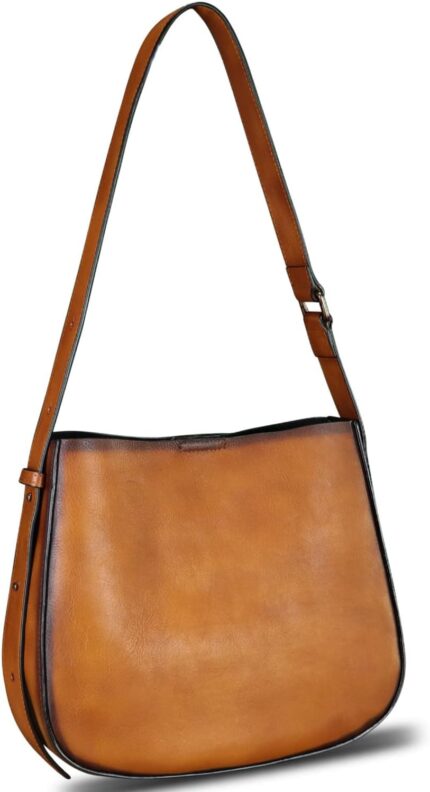 Genuine leather satchel shoulder bag for women vintage handmade handbag retro designer hobo bag crossbody pursee.jpg
