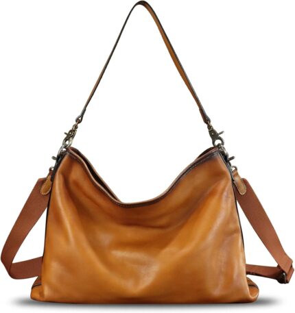 Genuine leather shoulder bag for women vintage real leather tote bag hobo bag crossbody bag handbag satchel purse brown.jpg
