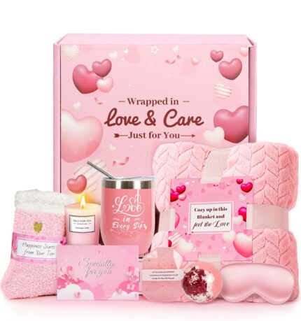 Get well soon gift basketshappy birthday gifts for women self care spa gift basket for mom self care gifts for women her best friend sister wife girlfriend and valentines day pink.jpg