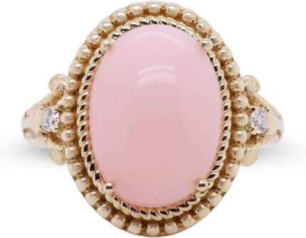 Gin grace 10k yellow gold natural pink opal ring with diamonds for women ethically authentically organically sourced oval shaped opal hand crafted jewelry for her opal ring for women.jpg