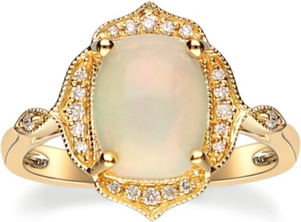 Gin grace 14k yellow gold natural ethiopian opal ring with real diamonds for women ethically authentically organically sourced cushion cut shaped opal hand crafted jewelry for her opal ring for women.jpg
