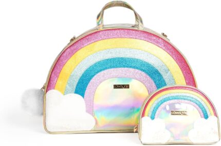 Glimmer wish unicorn rainbow overnight bag and cosmetic bag for essentials and cosmetics secure and organized travel bags gifts for teens and girls.jpg