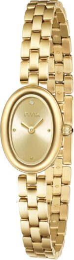 Golden bean series womens watch oval case adjustable stainless steel bracelet wrapped by stylish gift box elegant present gold watch for women.jpg