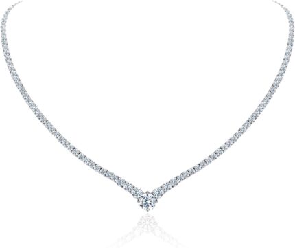 Gradual moissanite tennis chain necklace 925 sterling silver vvs1 d color 14k white gold plated v shape link moissanite necklace dainty lab diamond wedding jewelry gifts for women lady.jpg